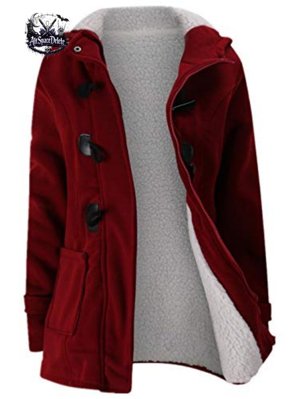 Horn Button Fleece Thicken Hooded Winter Warm Jacket
